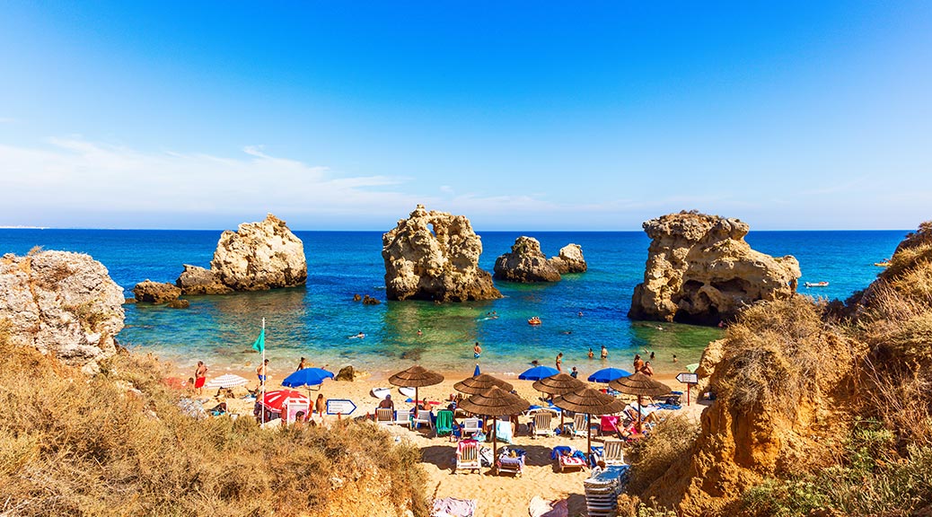 beautiful beach in Lagos in Algarve in south Portugal